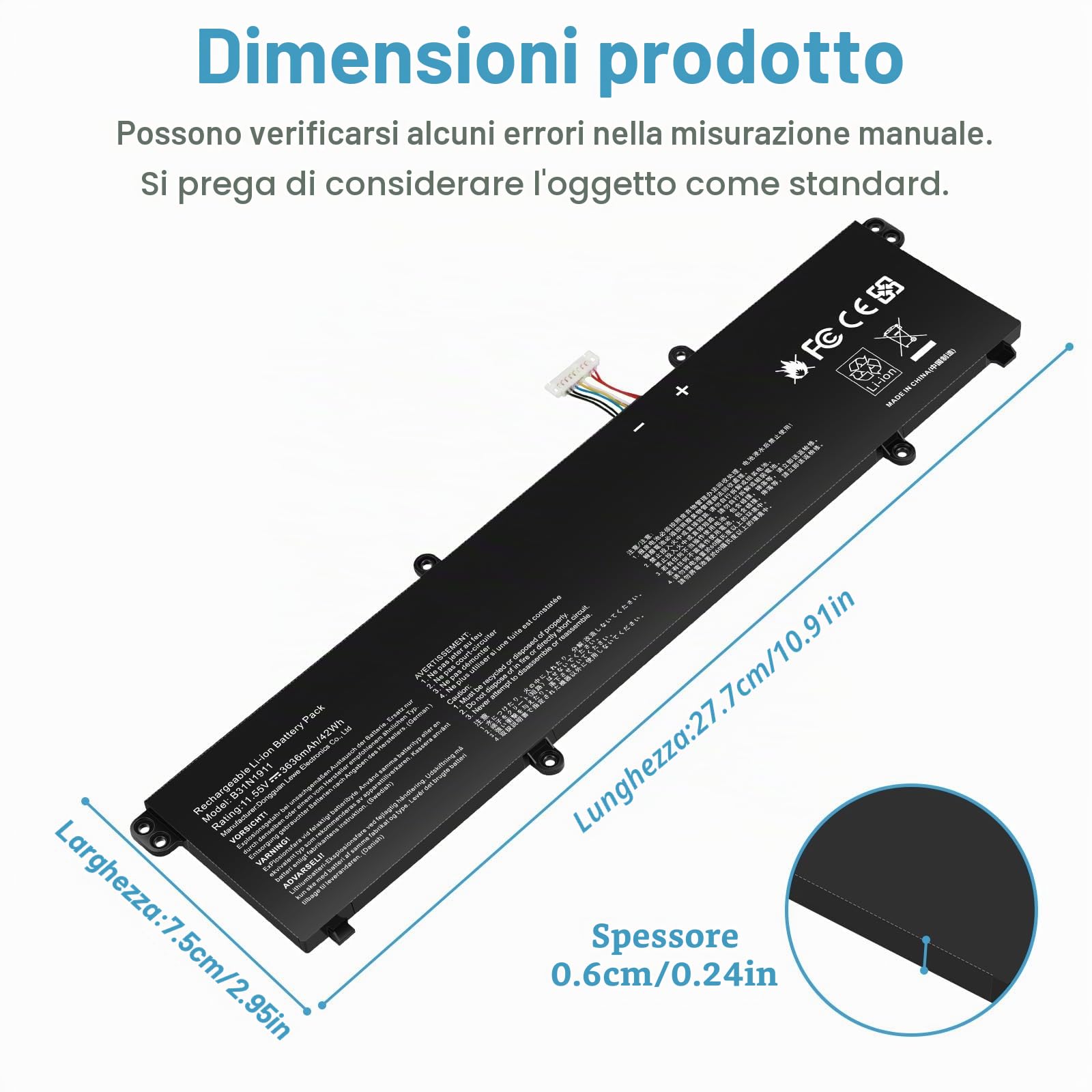 ASUNCELL 11.55V/42Wh B31N1911Batteria del Computer Portatile per ASUS VivoBook Flip 14 TM420IA, ASUS VivoBook 14 M413, ASUS VivoBook 14 F413, ASUS Notebook X X413FF Series B31N1911 C31N1911