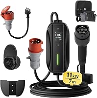 dé Mobile Wallbox 11 kW Elektromos Autó Töltőállomás - 3 Fázisú, 7m Kábel, Állítható Töltőerő, Type 2 Csatlakozó, Kompatibilis Tesla, VW, Au 1