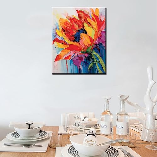Miniatura 3 de Pintura de flores de tulipán por números para adultos, pintura abstracta de graffiti por números sobre lienzo, pintura al óleo de bricolaje,