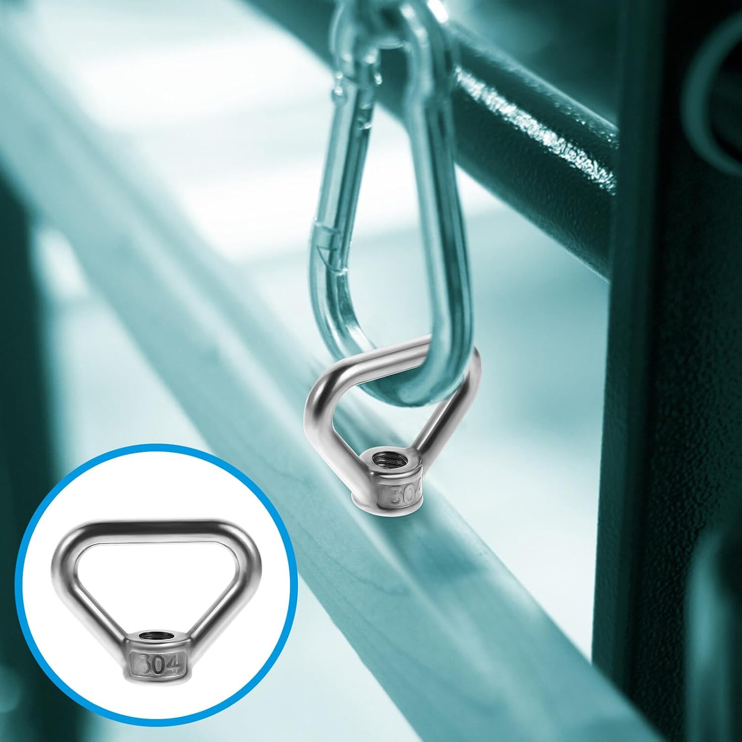4Pcs Stainless Steel Triangle Ring Nut Threaded Eye Nut Fastener for Industrial Use with Internal Threads and Smooth Surface