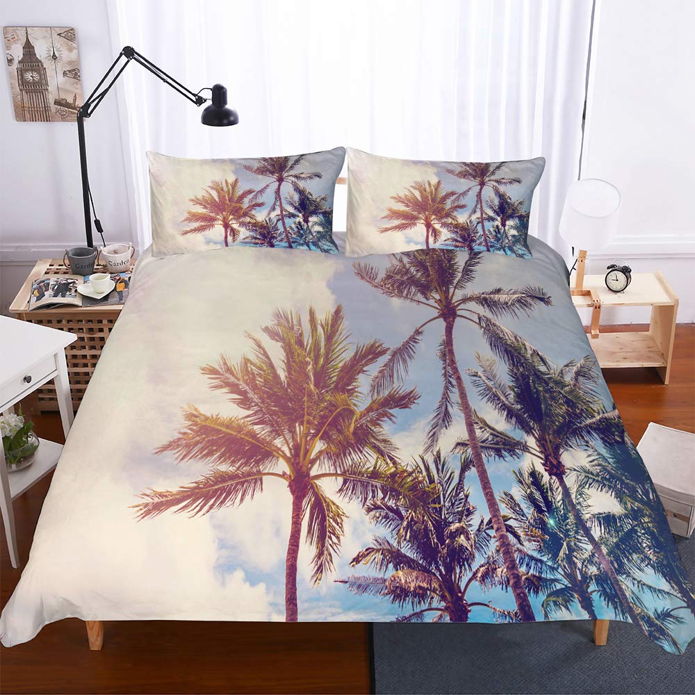 Morbuy Juego de Ropa de Cama, 3D Impresión Paisaje de la naturaleza Microfibra Juego de Fundas de Edredón Incluye Funda Nórdica y Funda de Almohada (220x260cm,Albero di Cocco)