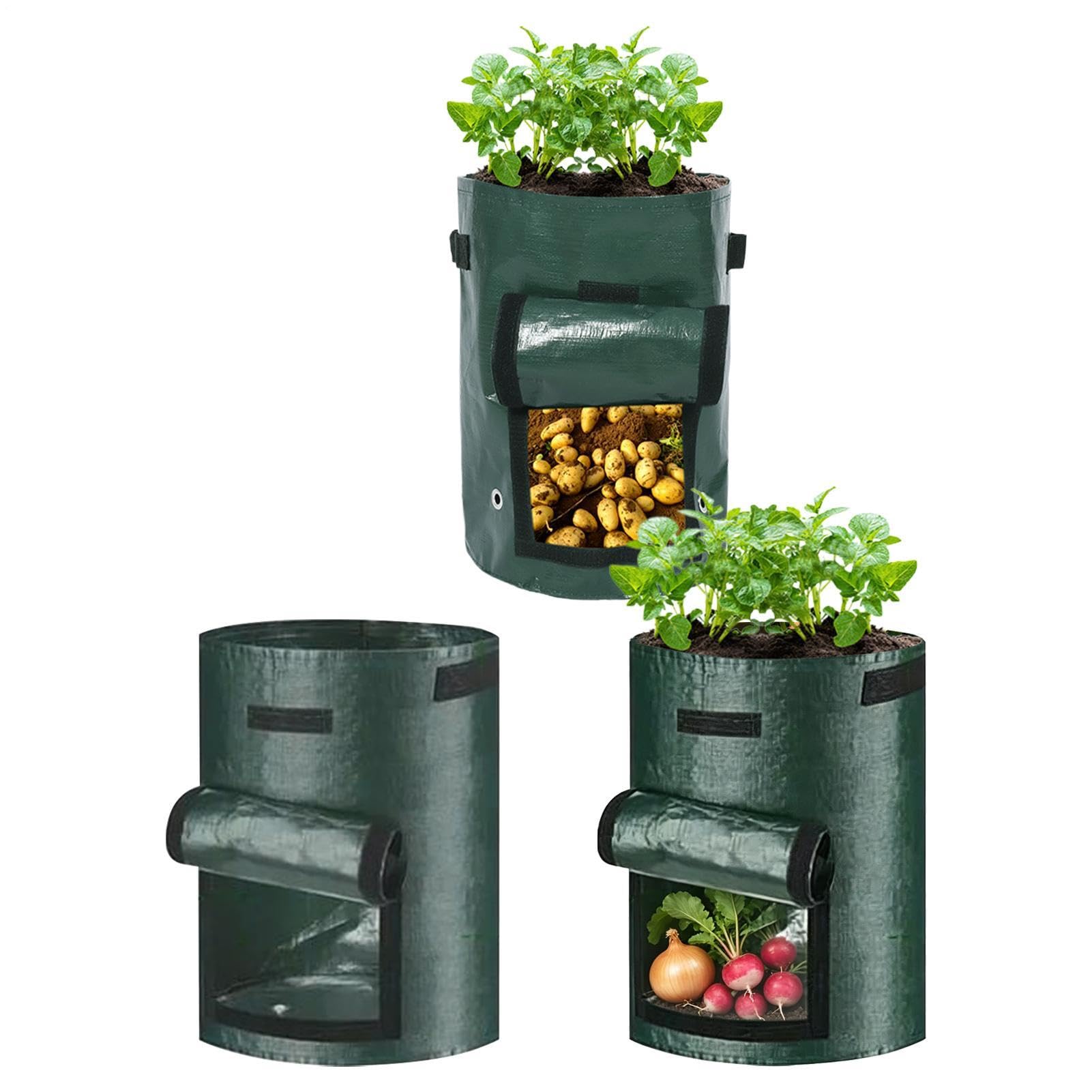 Bolsas de cultivo para crear un huerto de verduras en el patio exterior