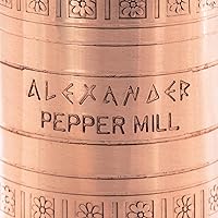Vista 3 de El molinillo griego original de pimienta, 8 pulgadas de alto, molinillo europeo de cobre con manivela, molinillo manual y recargable para granos