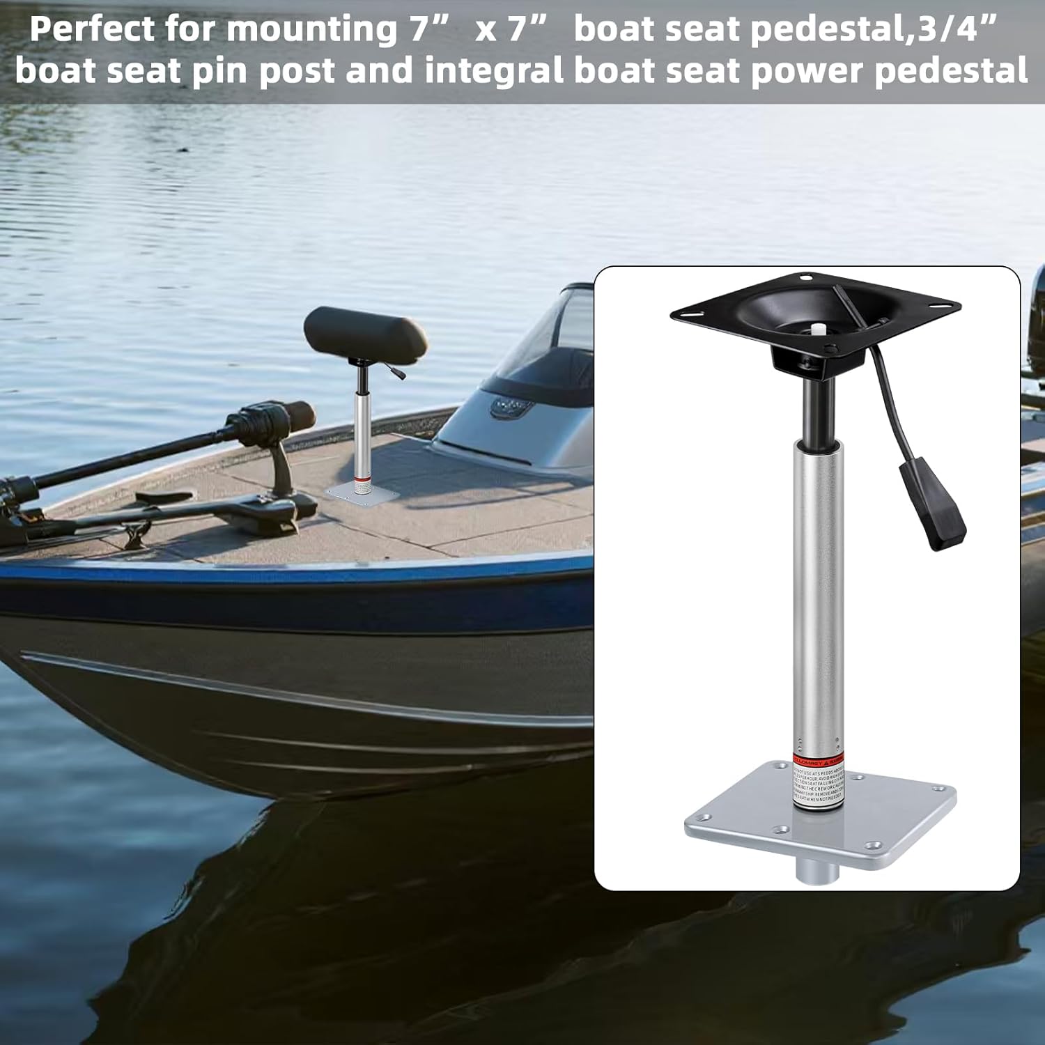 Adjustable Boat Seat Pedestal Base Mount Kit with Lock in Boat Seat Pin Post&Marine Power Pedestal Mount Base for Marine Fishing Bass Chair,Post Adjustable Height.