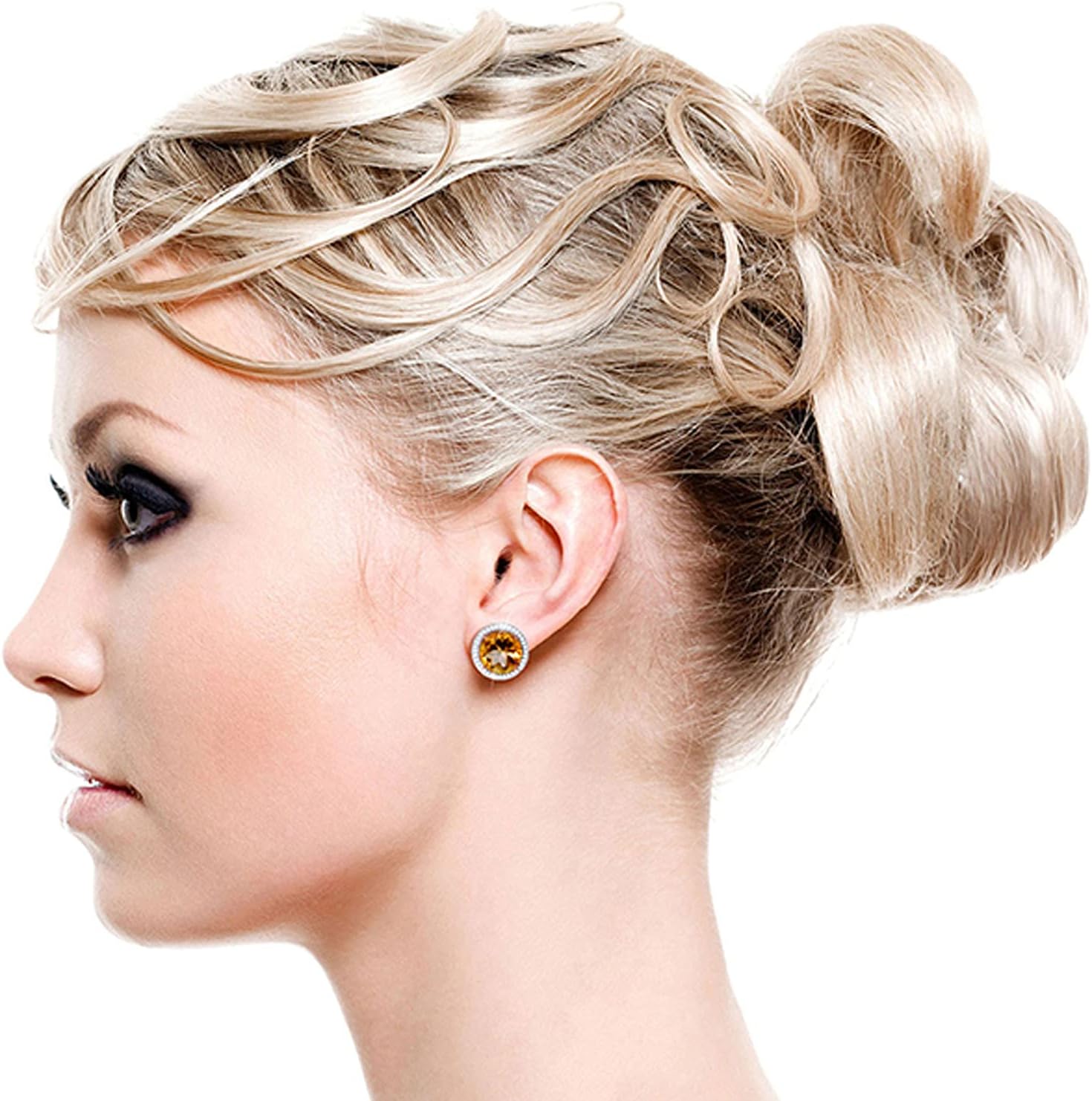 Galaxy Gold GG 14K Gold French Clip Earrings with Citrines and Diamond Accents - Image 3