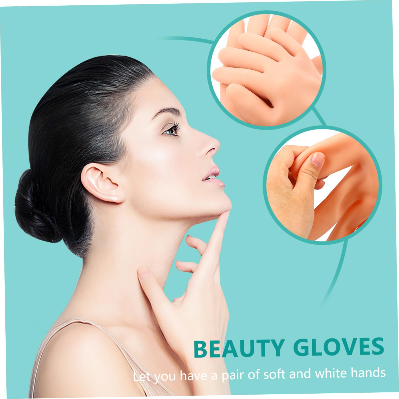 FRCOLOR 2 pares de guantes hidratantes, guantes de spa, guantes de noche, cosméticos, bolsa de cosméticos, guantes negros, guantes para mujer, guantes de cuidado de manos, máscaras de manos