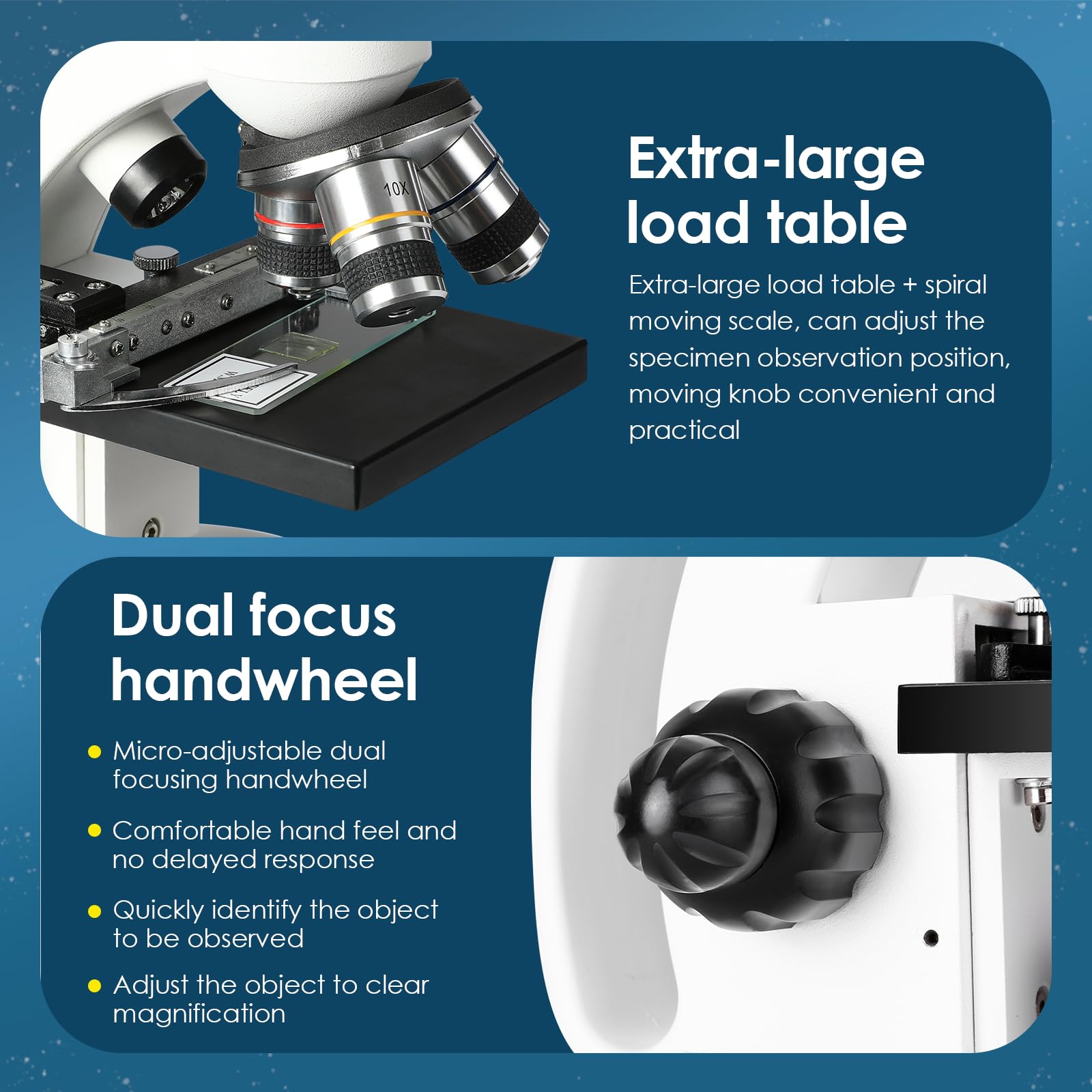 Binokulares Mikroskopie (40X-1000X) Double Layer Mechanical Stage, Handy-Halter für den Laborgebrauch für Erwachsene, Jugendliche, College-Studenten