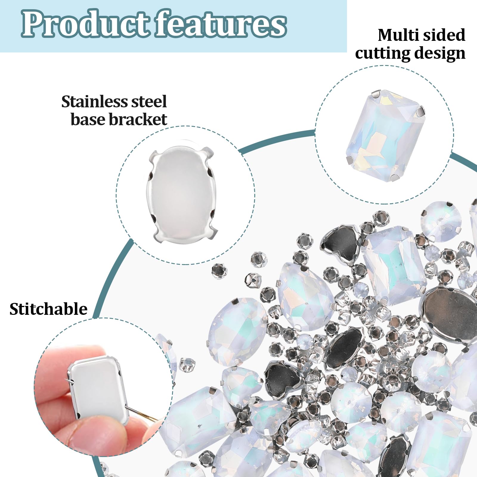 288 Strasssteine Set Für Textilien - Glitzersteine Zum Aufnähen 4mm-8mm