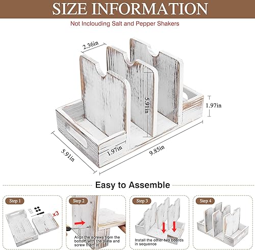 Miniatura 3 de Servilletero para mesa, servilletero de madera con salero y pimentero, servilleteros para cocina, servilleteros de granja para servilletas de papel