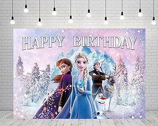 Frozen Backdrop for Birthday Party Supplies 5x3ft Frozen Photo Backgrounds Elsa Theme Baby Shower Banner for Birthday Cake Table Decoration