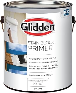 Glidden Glidden Interior/Exterior Stain Block Primer Flat, White, 1 Gallon