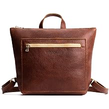 Portland Leather Goods Small Tote Backpack Leather Purse Backpack with Zipper Closure, Exterior Pocket & Adjustable Straps Handmade from the Finest Full-Grain Hides Nutmeg