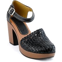 Mexican Leather Woven Platform Heels Women 5H02