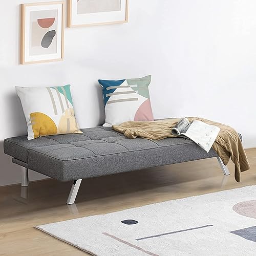 Miniatura 4 de Sofá cama plegable convertible, sofá cama de tela moderna, sofá reclinable con patas cromadas para sala de estar, dormitorio, apartamento, oficina,