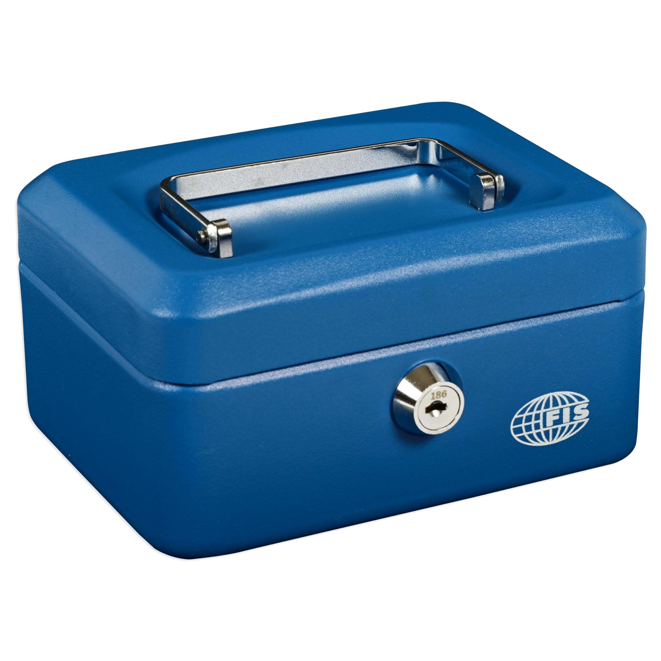 FIS Cash Box/jewerly safe Steel Blue Color With key lock, size: 15.2x11.5.8cm, 6 Inch - FSCPTS0034BL