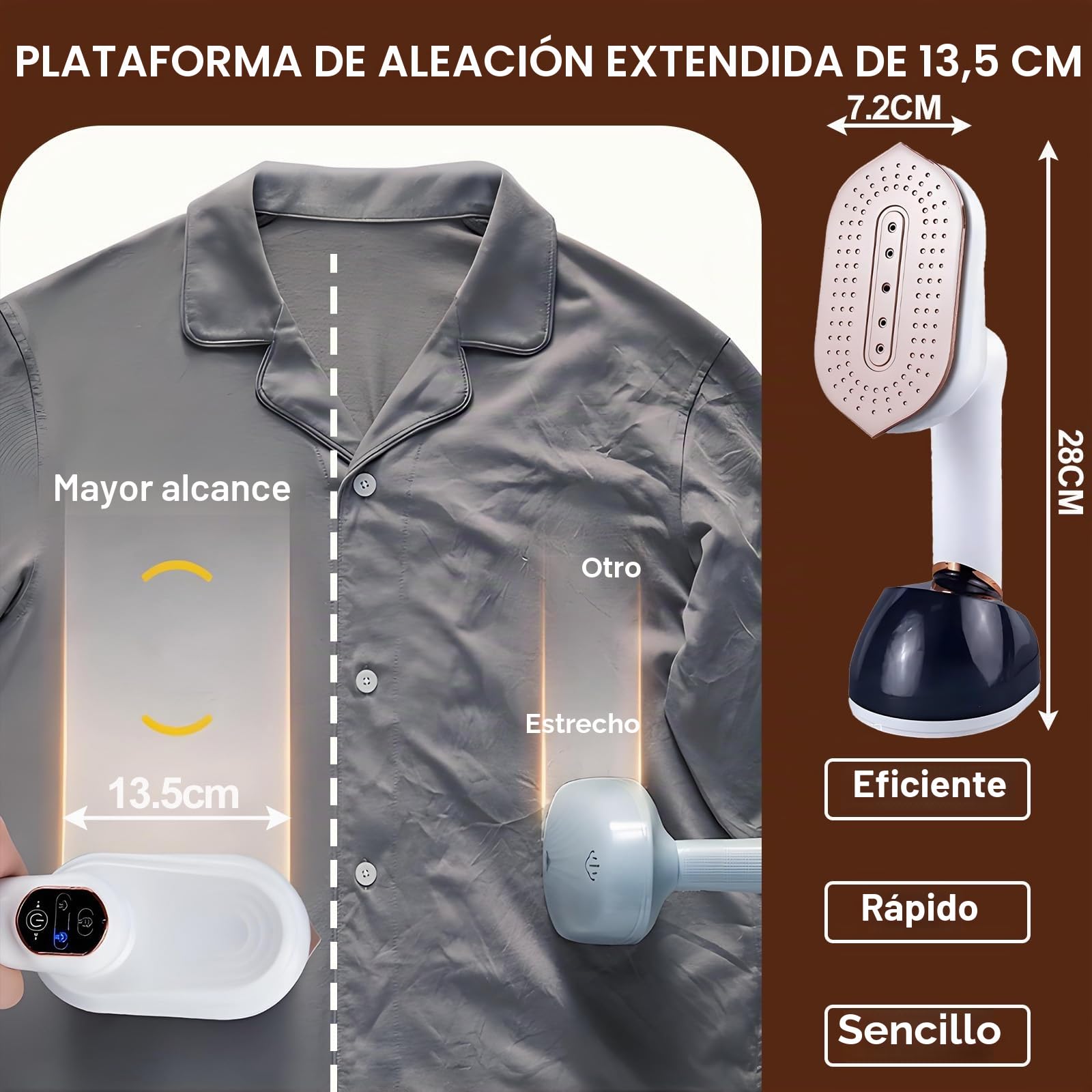Plancha Vertical Vapor 1200W, Steamer de Viaje for Clothes, Mini Plancha Portátil, Placa de Vapor de Metal, 230ml Tanque, Ideal para el Hogar, la oficina, los Viajes