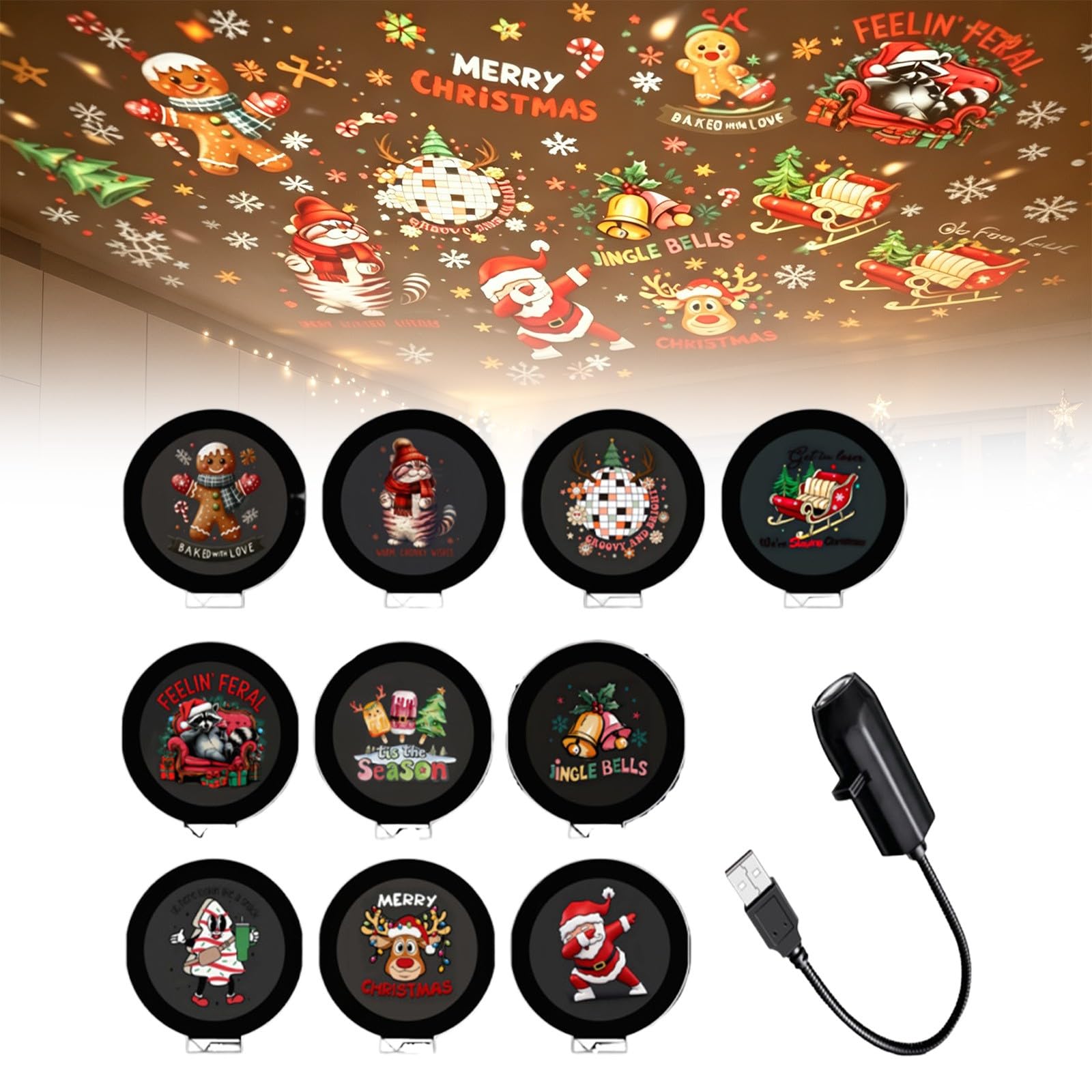 Christmas Projector, 5D Holographic Christmas Night Light，F*10film