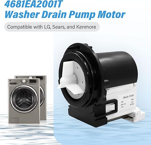 Vista 15 de Motor de bomba de drenaje de lavadora 4681EA2001T compatible con lavadoras Kenmore y LG. Sustituye a los números de pieza AP5328388, 4681EA1007G