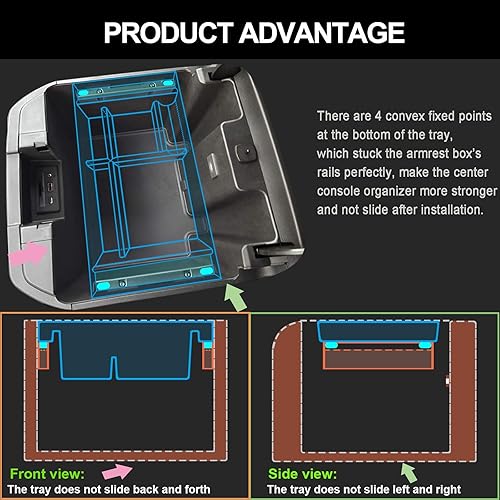Miniatura 7 de PIMCAR Organizador de consola central compatible con Chevy Silverado 1500GMC Sierra 1500 2019-2022 y Chevy Silverado 2020-2023GMC Sierra 2500 HD3500