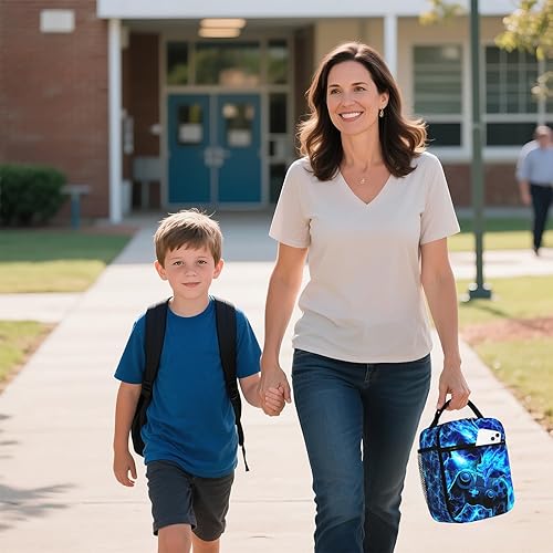 Miniatura 5 de Lonchera de juegos para niños, para la escuela, con aislamiento de videojuegos, reutilizable, portátil, para niños, niñas, con correa ajustable para