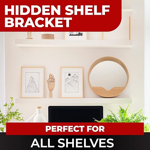 Miniatura 90 de Soporte de estante flotante resistente de 4 x 22 pulgadas - Soporte de estantes de pared largos, accesorios de estante flotante ocultos, soportes