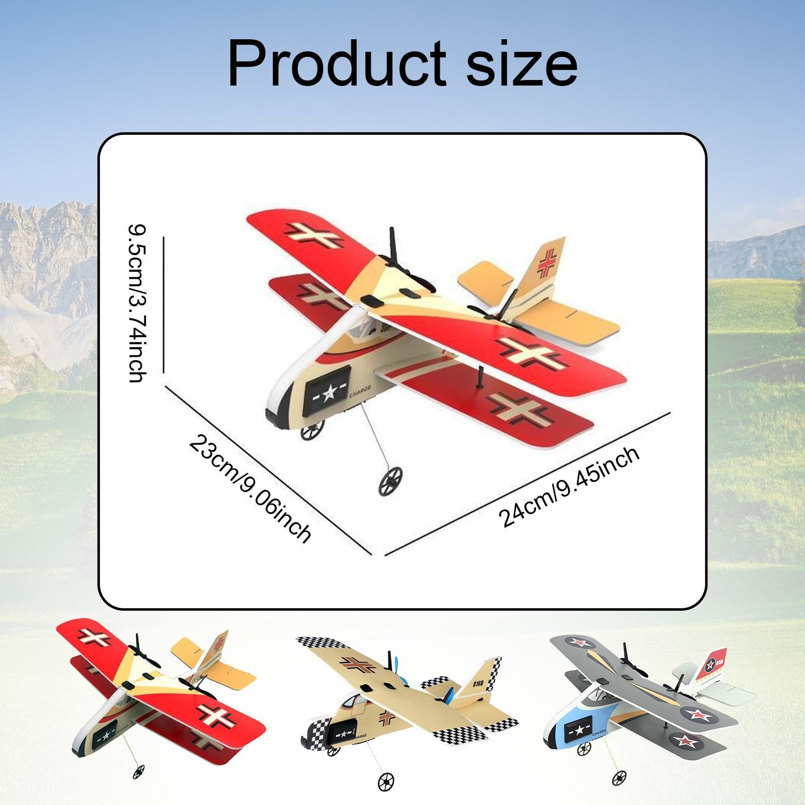 Avión de Juguete Teledirigido RC Planeador de Espuma con Dos Canales para Principiantes, Función de Ajuste de Cola, Adecuado para Niños, Gris