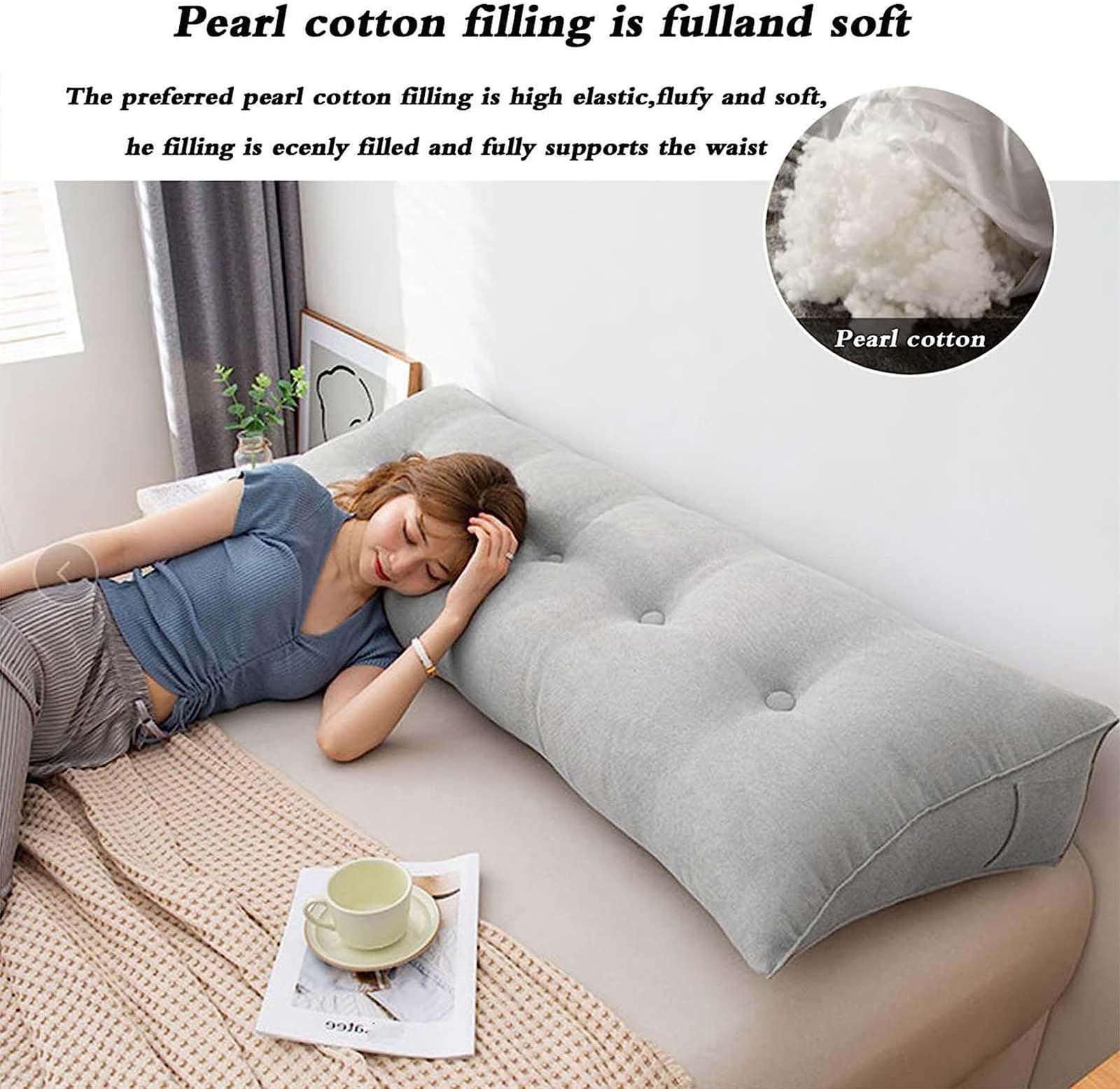 Cuscino Cuneo Triangolare 60x50 Cm | Supporto Schiena E Testa | Per Lettura E TV | Lavabile - Foto 4