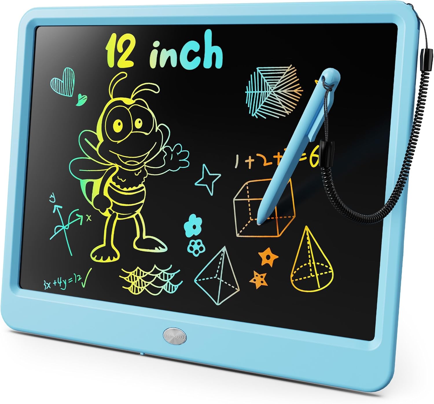 KOKODI LCD Writing Tablet, 12 Inch Colorful Toddler Doodle Board Drawing Tablet, Erasable Reusable Electronic Drawing Pads, Educational and Learning Toy for 3-6 Years Old Boy and Girls(Blue)