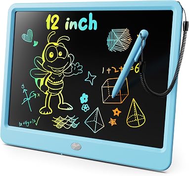KOKODI LCD Writing Tablet, 12 Inch Colorful Toddler Doodle Board Drawing Tablet, Erasable Reusable Electronic Drawing Pads, Educational and Learning Toy for 3-6 Years Old Boy and GirlsBlue