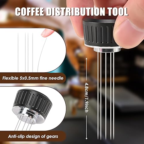 Miniatura 2 de 53mm Espresso Tamper, 2-in-1 Premium Barista Coffee Tamper & WDT Tool, Excellent Quality Curve Stainless Steel Base Tamper for Espresso Machine,
