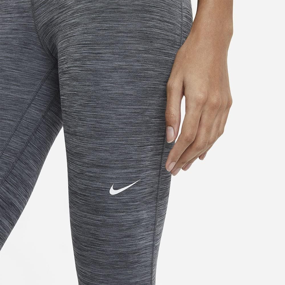 Nike Pro 365 Women's Mid-Rise Crop Leggings (Large, Black/Heather/White)