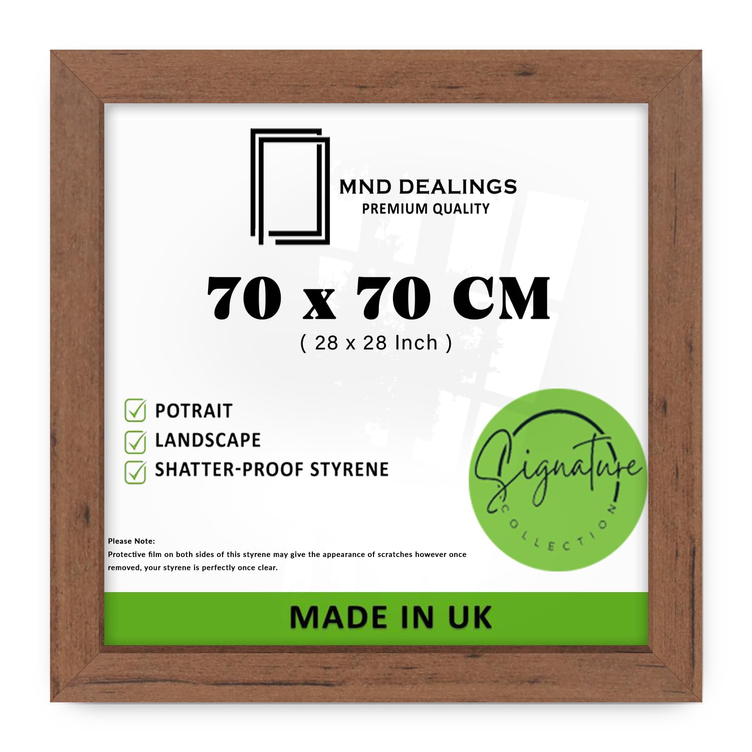 MND Dealings | MDF Wood Picture Frame (70 x 70 CM) Wall Gallery Frame for Posters, Art & Room Interior Décor, MDF for Lasting Elegance [ Walnut ]