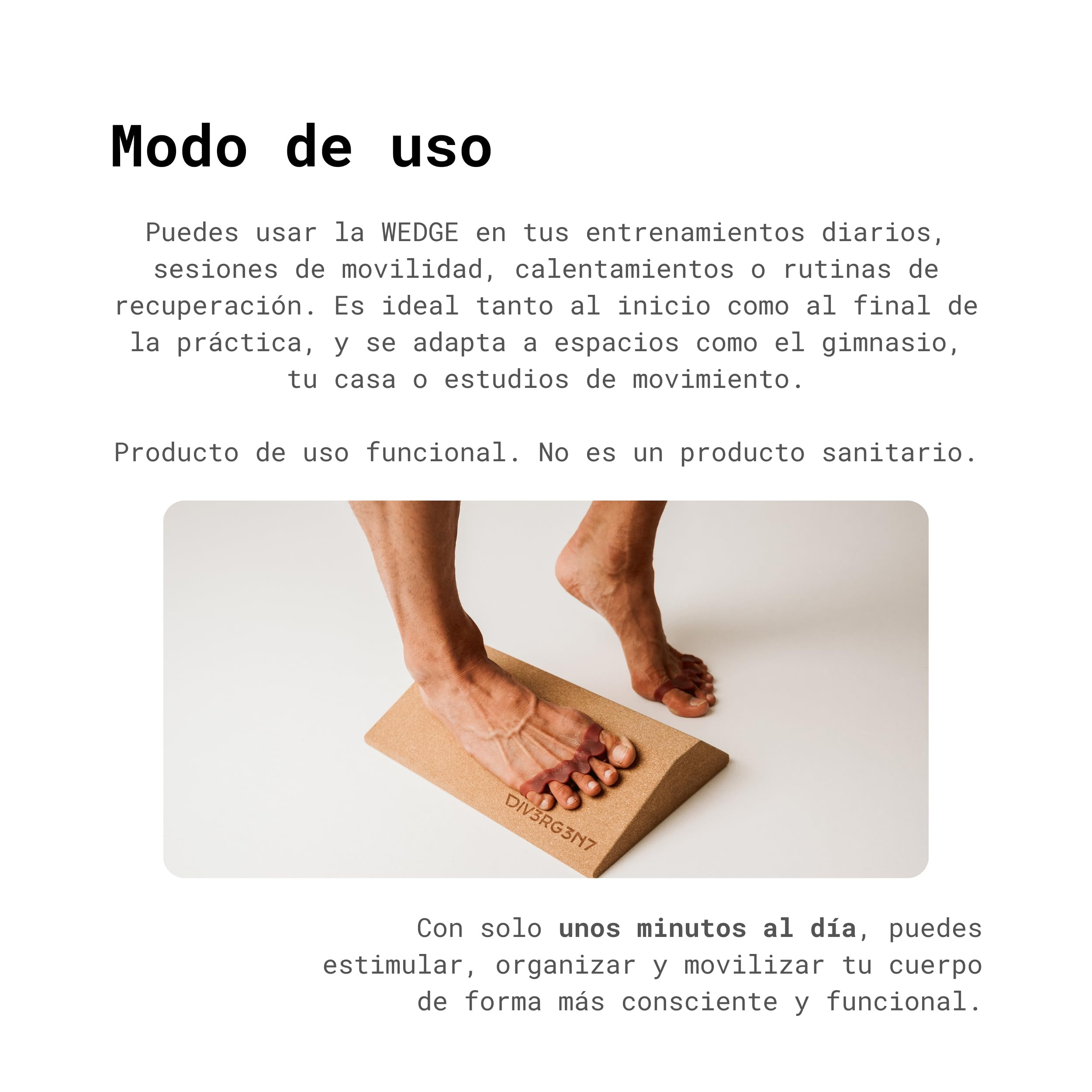 Divergent – Cuña WEDGE | Cuña de Corcho Natural de Alta Densidad | Accesorio Gym Deportivo para Entrenamiento, Estiramientos y Práctica Funcional | Superficie Inclinada Antideslizante 35 cm