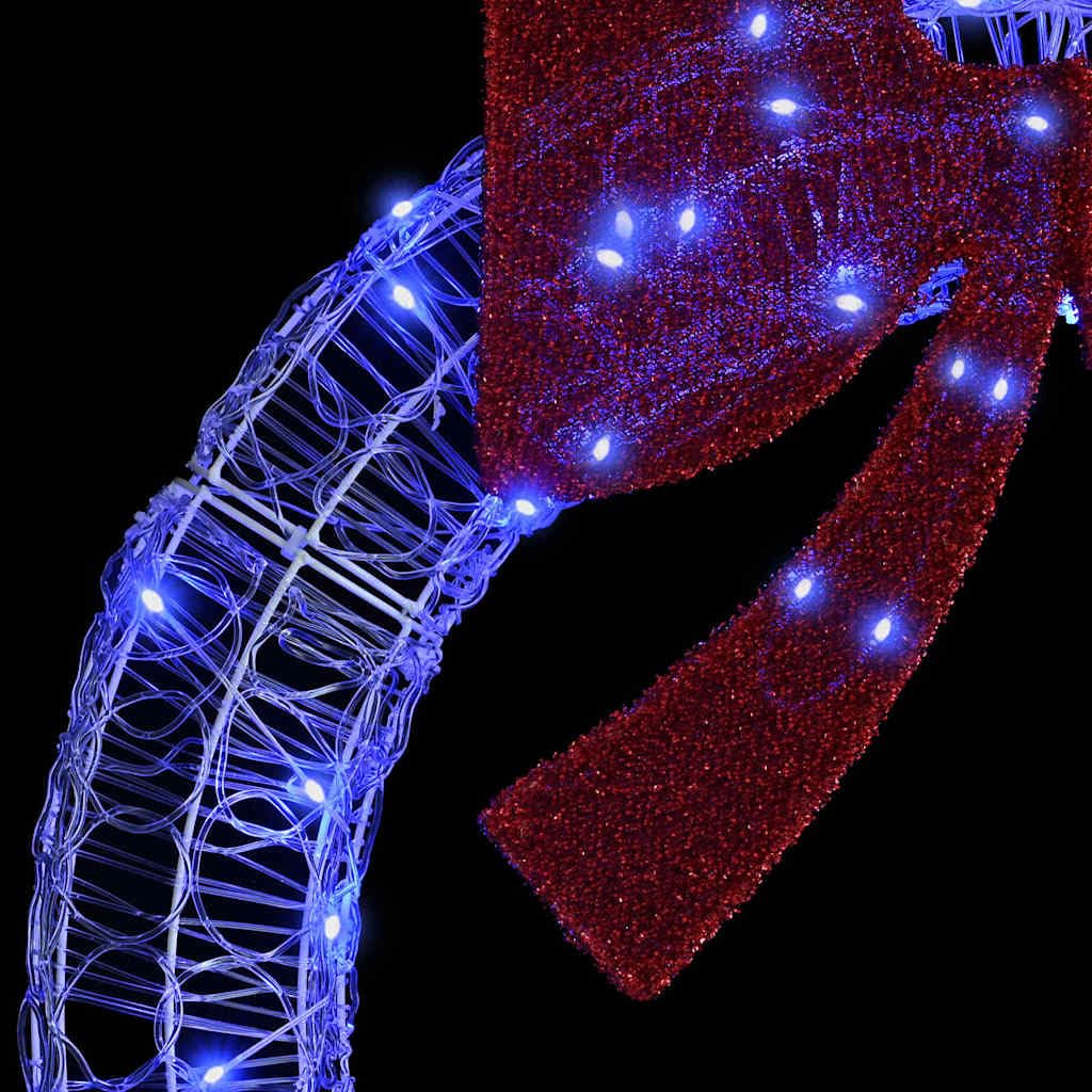 Couronne avec 60 LED bleues en acrylique 76 x 76 x 8,5 cm avec port USB et télécommande, décoration d'arbre de Noël, décoration festive pour salon, fenêtre, Avent et hiver