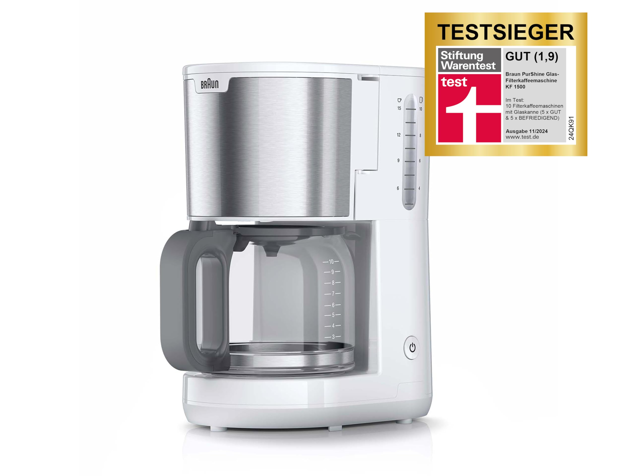 Braun KF 1500 WH PurShine, percolateur, 10 tasses, moulin intégré