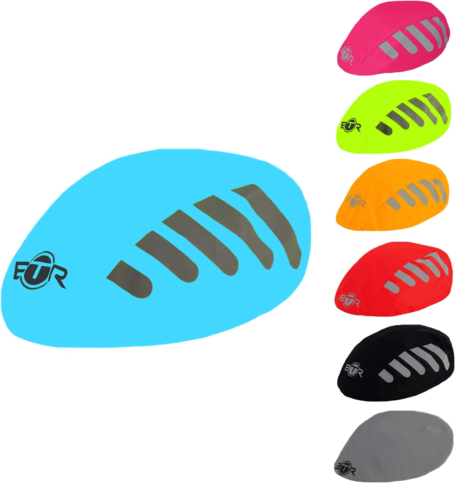 BTR High Visibility Universal Size Bike/Bicycle Waterproof Helmet Cover with Reflective Stripes - One Size Fits All