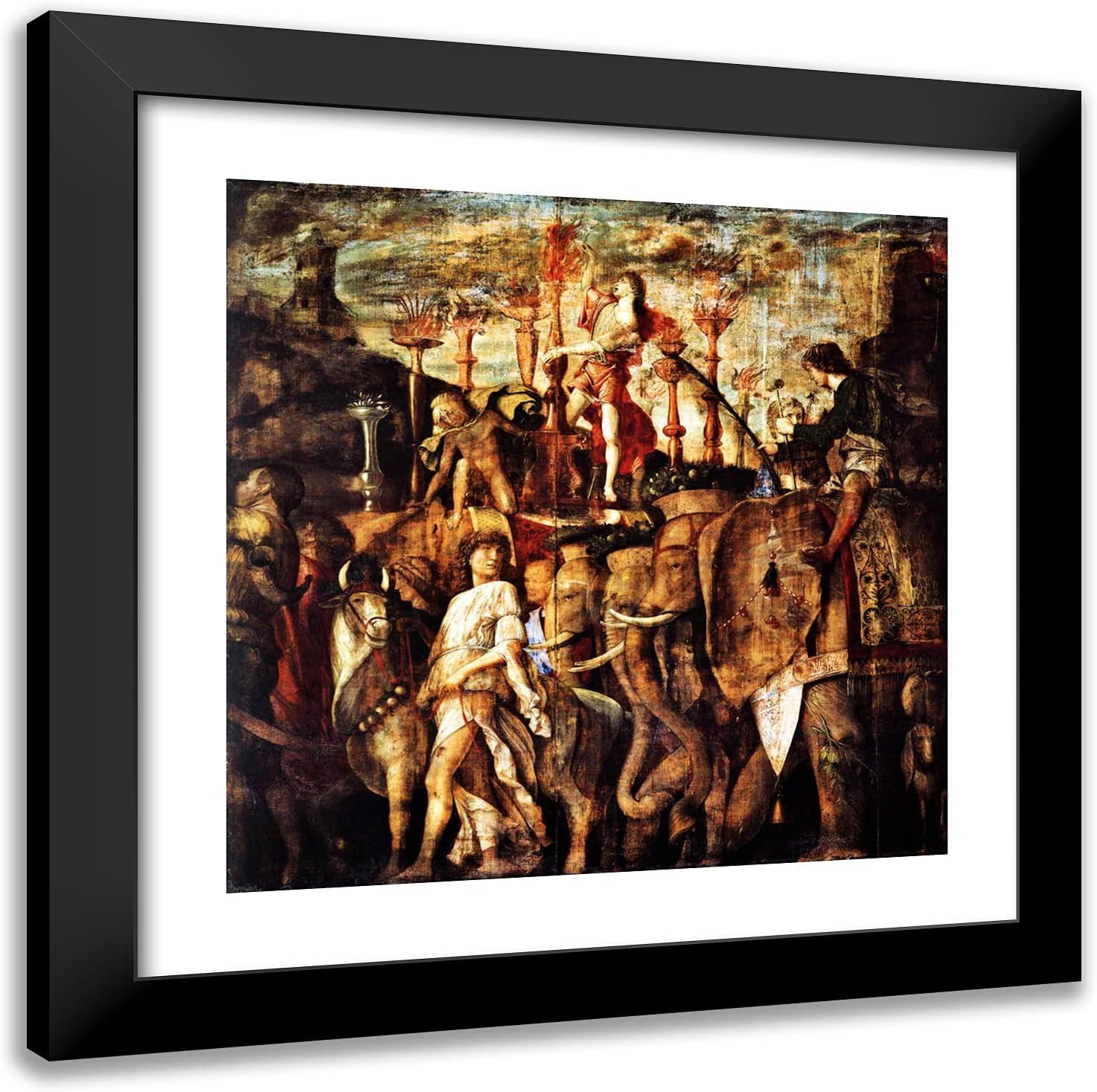 ArtDirect Mantegna, Andrea 20x20 Gold Ornate Framed Art Print with Double Matting Titled: Trumpet Players
