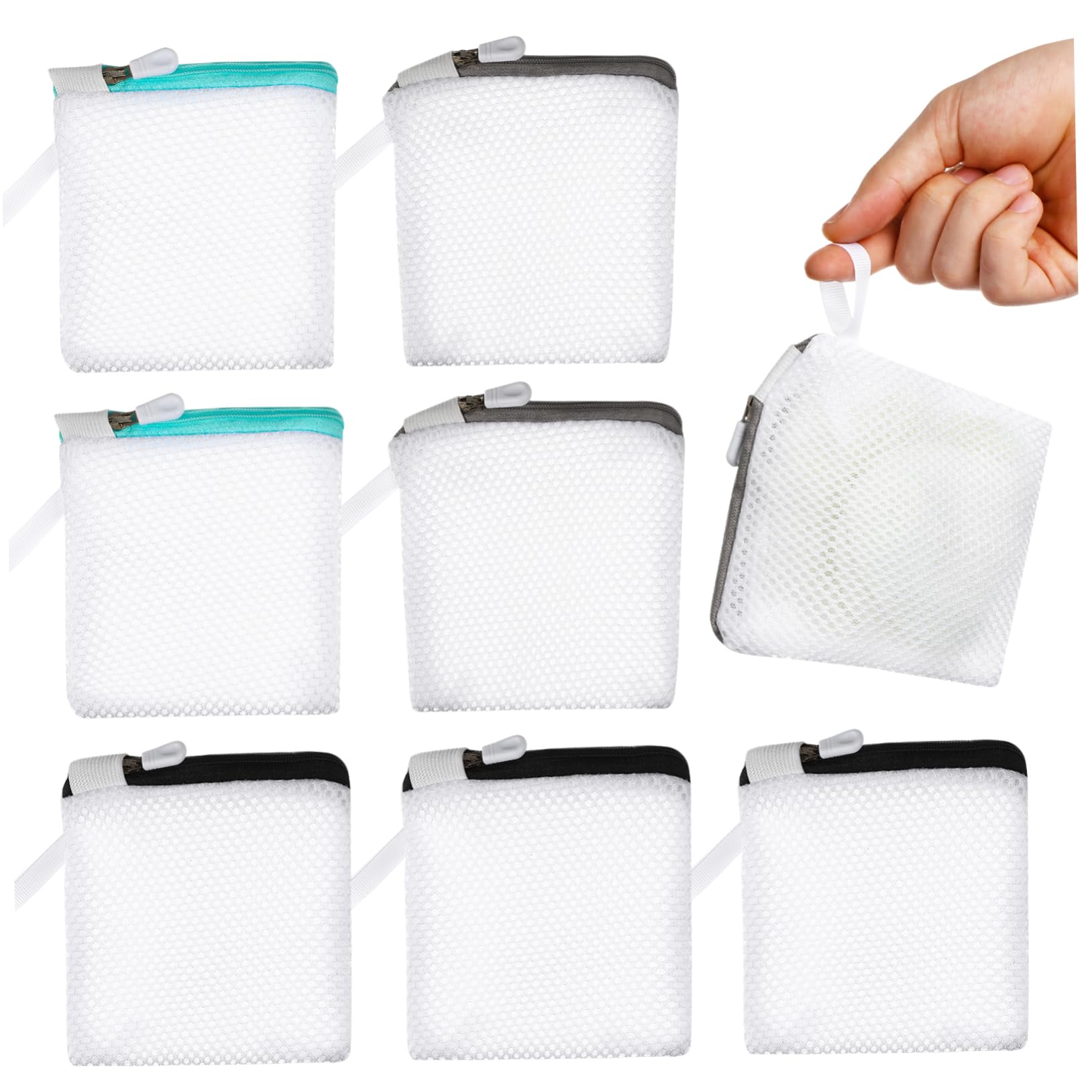 Cabilock 8pcs Mesh Laundry Bags, Machine Washing Bags with Sturdy Zipper for Washing Machine, Mini Delicates Holder for Lingerie, Sweaters and Shoes, Travel Storage