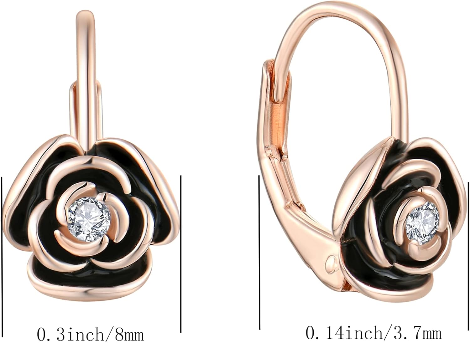 Starchenie Rose Leverback Earrings for Women 925 Sterling Silver Hypoallergenic Jewelry - Image 5