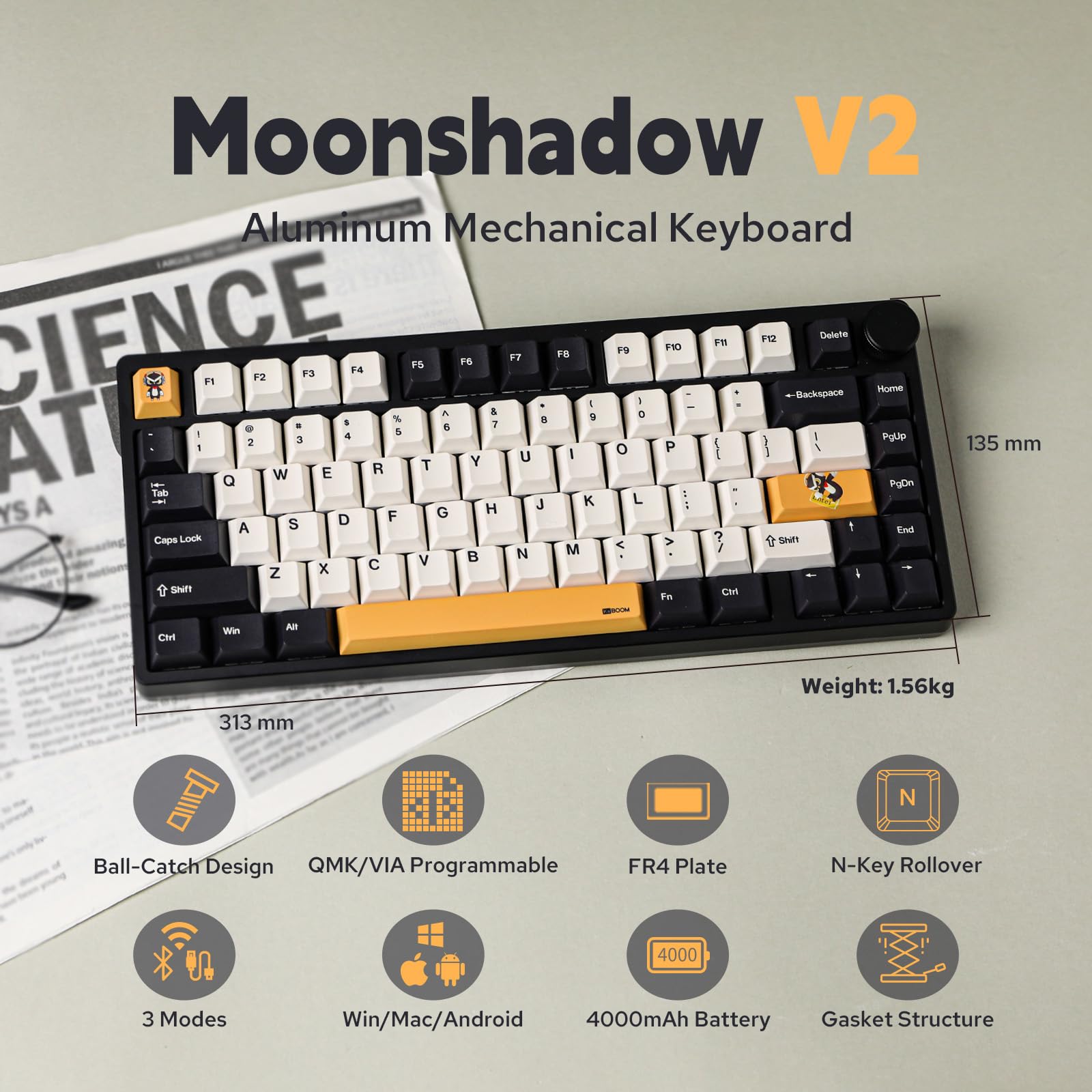 Amazon | KiiBOOM Moonshadow V2 75%ワイヤレスアルミゲーミング 