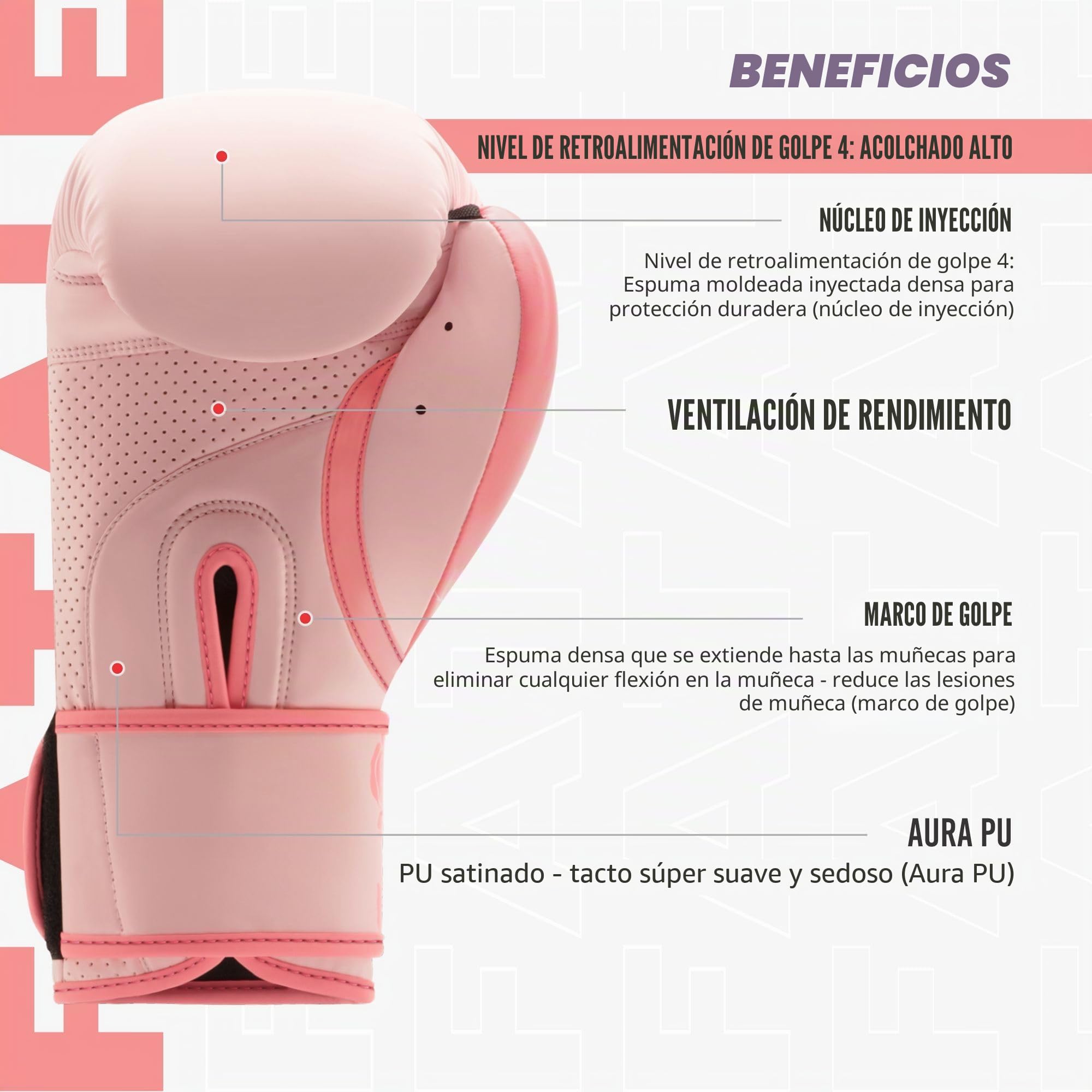 Starpro Guantes de Boxeo para Mujer - Cuero PU de Primera Calidad, Ajuste ergonómico, Mayor sujeción de la muñeca, para Entrenamiento y Combate
