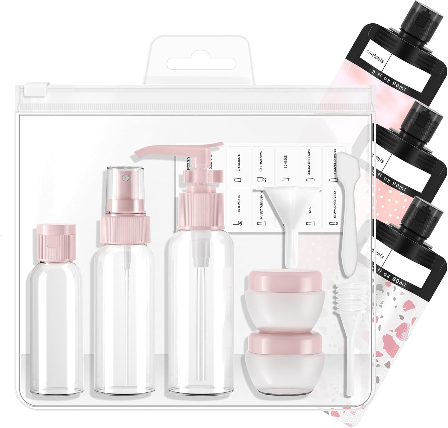 TSA-Approved Travel Toiletry Bottles and Jars Set (12-Pack) – Pink TSA-Approved Travel Toiletry Bottles and Jars Set (12-Pack) – Pink