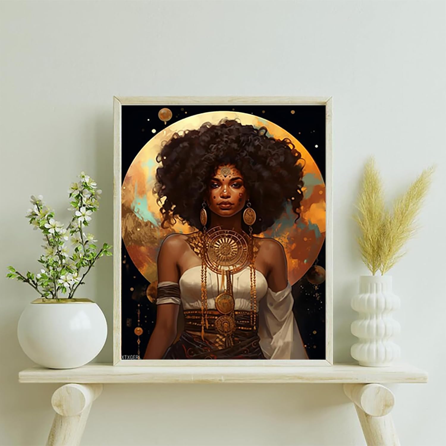 XTXGERL Paint by Numbers African American for Adults, Acrylic Oil Painting by Numbers Kits for Beginner with Brushes Art Crafts Canvas for Home Decor 16x20 inch / 40x50 cm