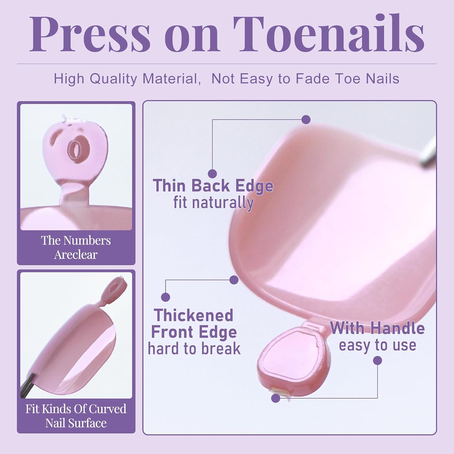 AddFavor Toe Nail Press ons - 120pcs Press on Toenails for Women, Toe Press on Nails Fake Toe Nail Tips Square Fake Toenails in 12 Sizes Full Cover Acrylic Toenail with Adhesive Tabs