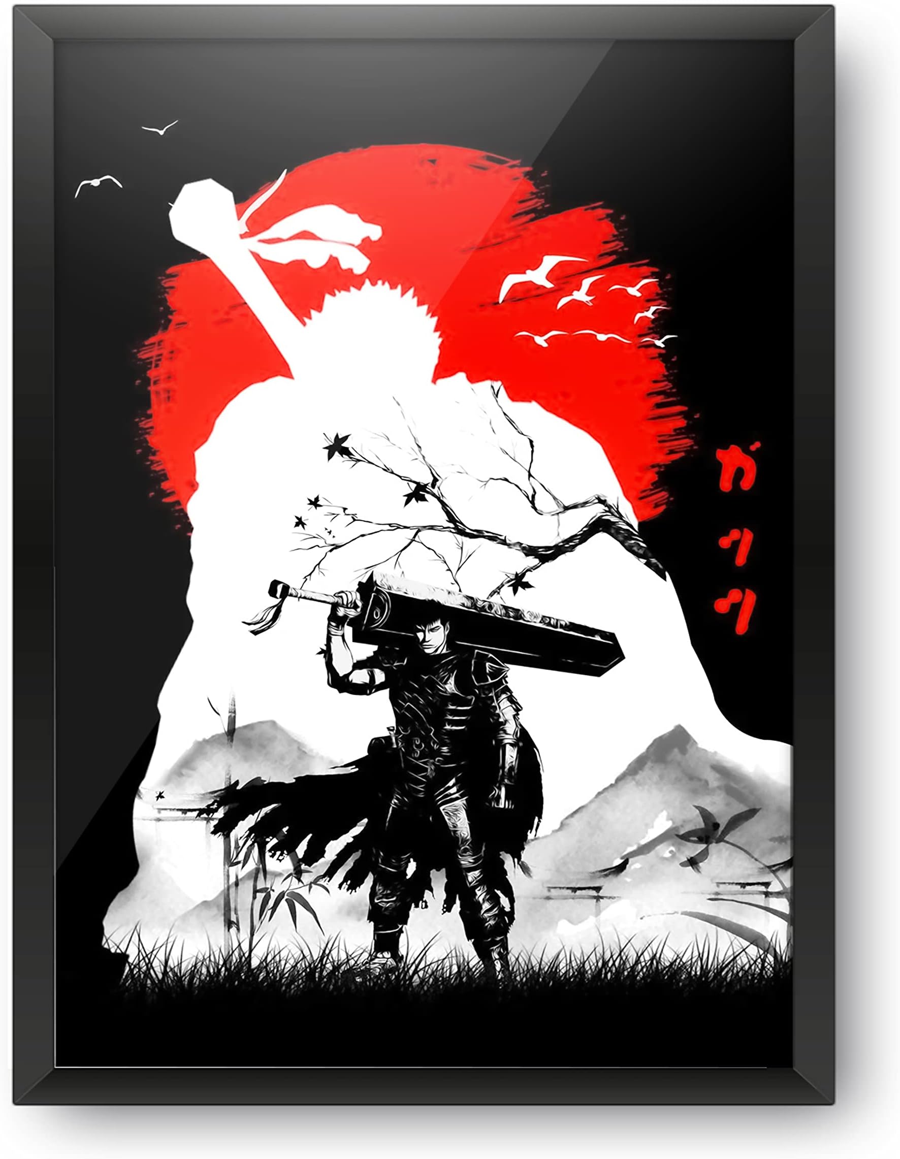 Epic Stuff - Berserk - Guts Design A4 Wall Poster (With Frame) - Best Gifts For Berserk/Anime Fandom/Great Accessory For Home
