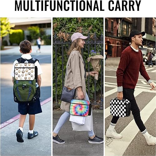 Miniatura 6 de Bolsa de almuerzo con teñido anudado, reutilizable, aislada, mantiene la comida más fresca, bolsa térmica para el almuerzo para mujeres y hombres