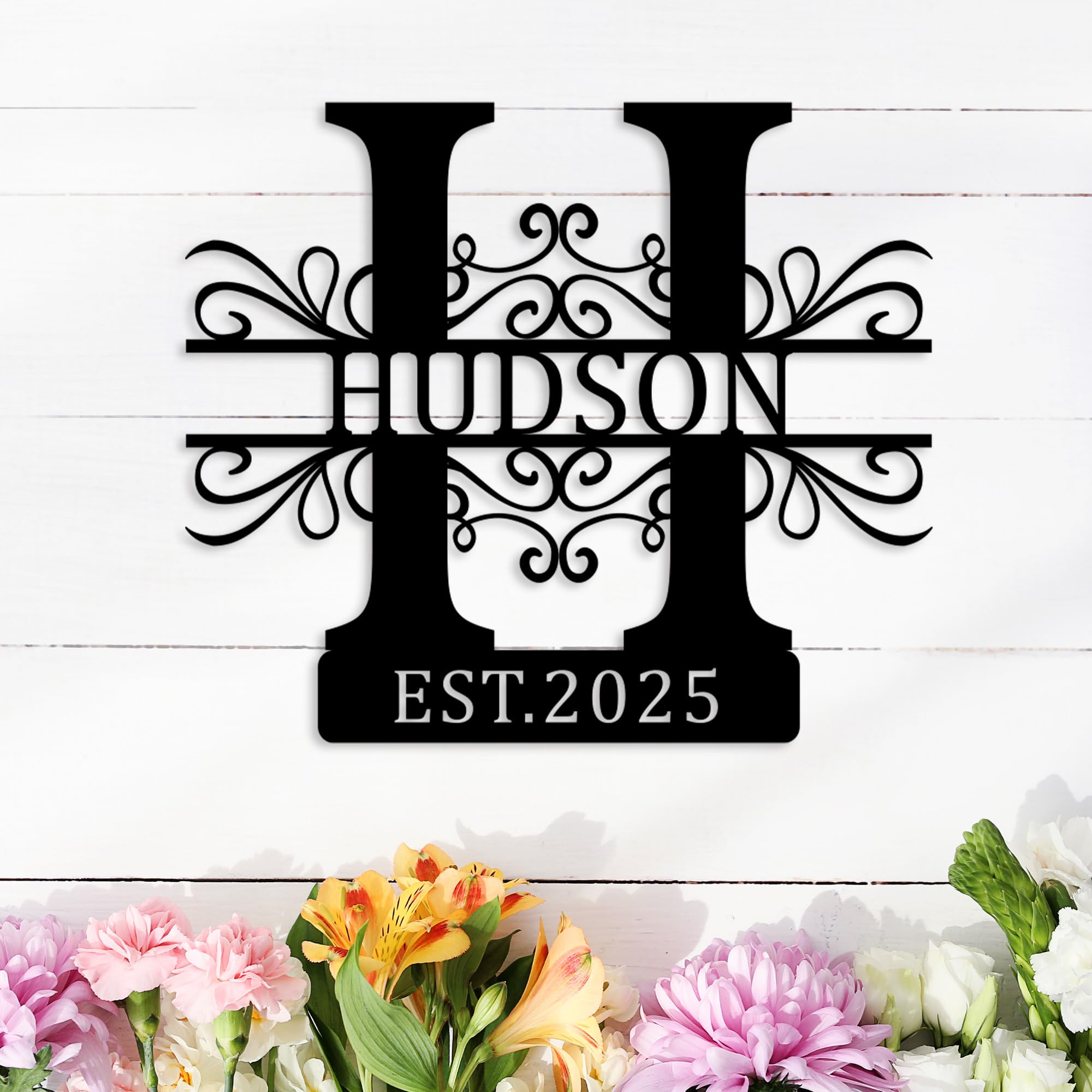 Personalized Metal Name Signs, Split Letter Monogram Wall Decor, Custom Last Name Sign, Family Name Sign for Outdoor, Personalized Wedding Gift, Garden Decor, Metal Wall Art, Housewarming Gift (Design