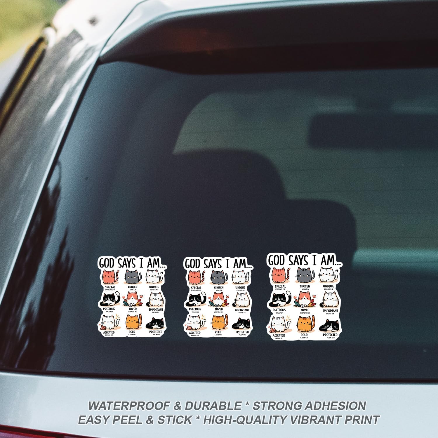 (3Pcs) God Says I Am Stickers 3'' Cat Sticker Funny Waterproof Decal for Water Bottle Journaling Laptop Kindle Stanley Cup Bumper - Image 5
