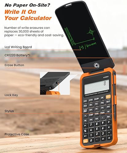 Miniatura 2 de Calculadora de construcción con tableta de escritura Industrial & Scientific ROATEE Engineering Calculadora para contratista, calculadoras de