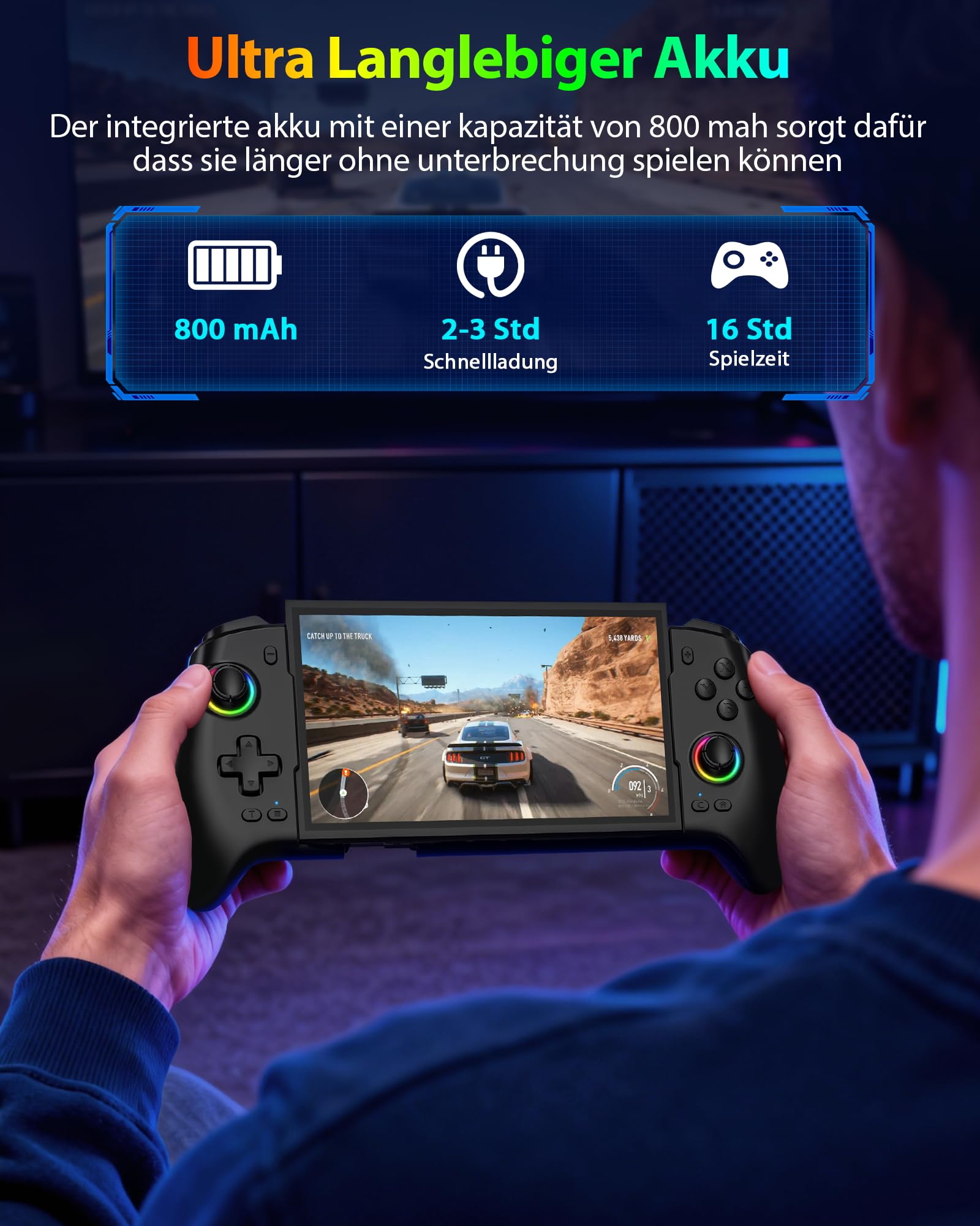 ZRZLMVP Controller Wireless Switch Pro per Switch 2/Switch 1/Switch OLED - Controller da gioco estensibile per PC con 16 luci RGB, Joystick effetto Hall, Programmierbar, Wake Up, Turbo, Vibrazione
